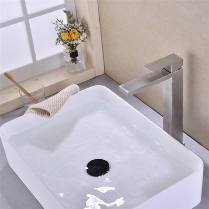 Single Handle Brushed Nickel Vanity Bathroom Faucet - Side View