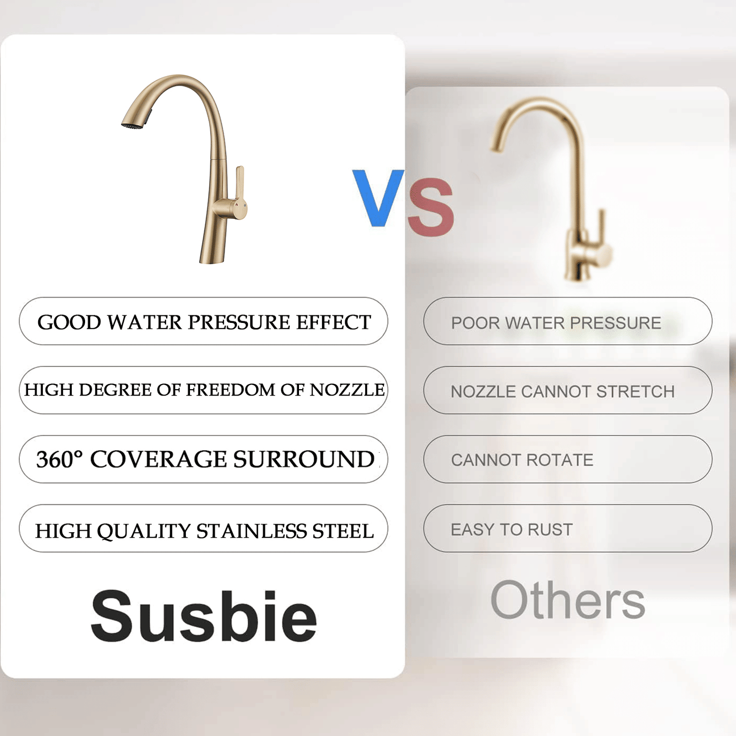Single Handle Stainless Steel Pull Out Kitchen Faucet image 6