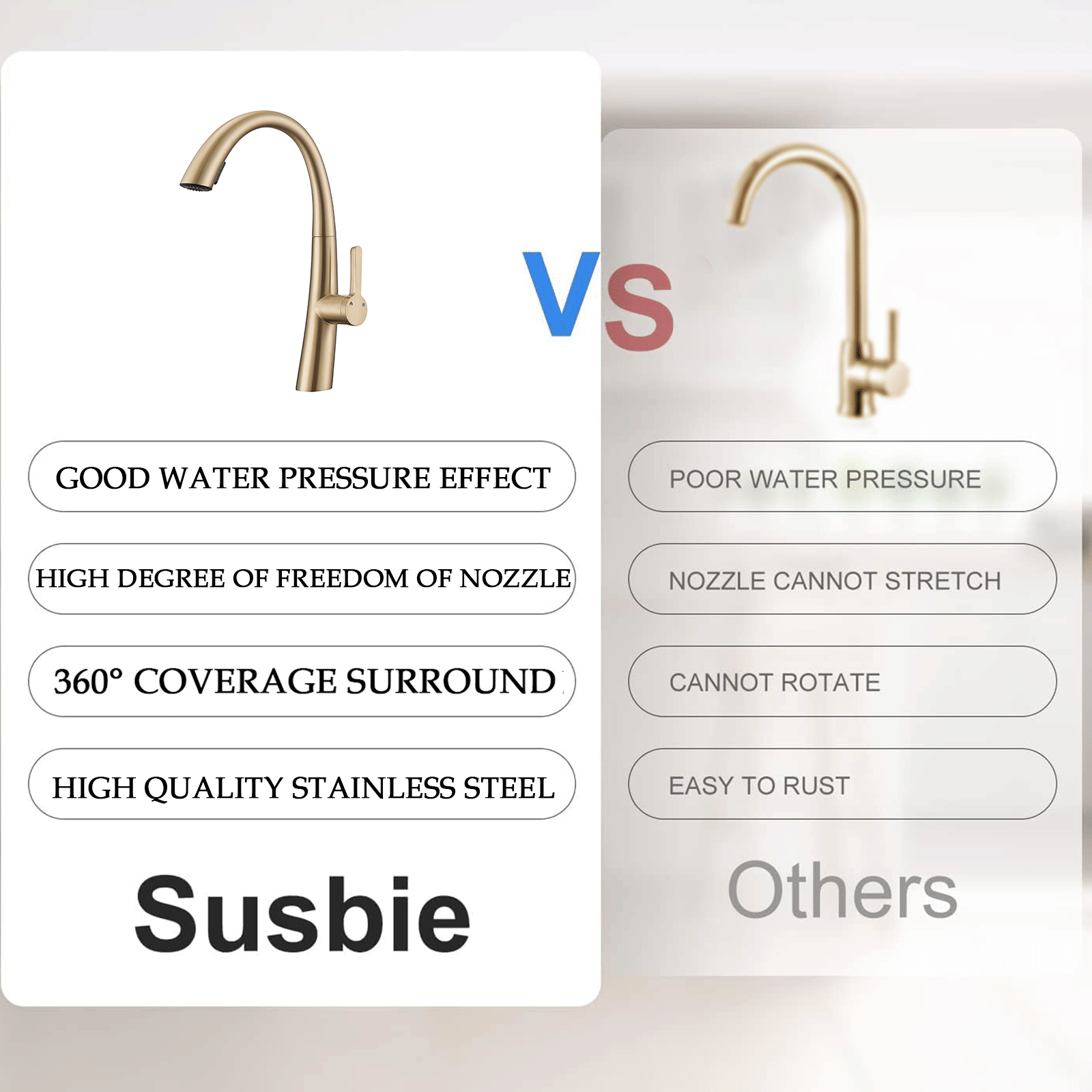 Single Handle Stainless Steel Pull Out Kitchen Faucet image 6