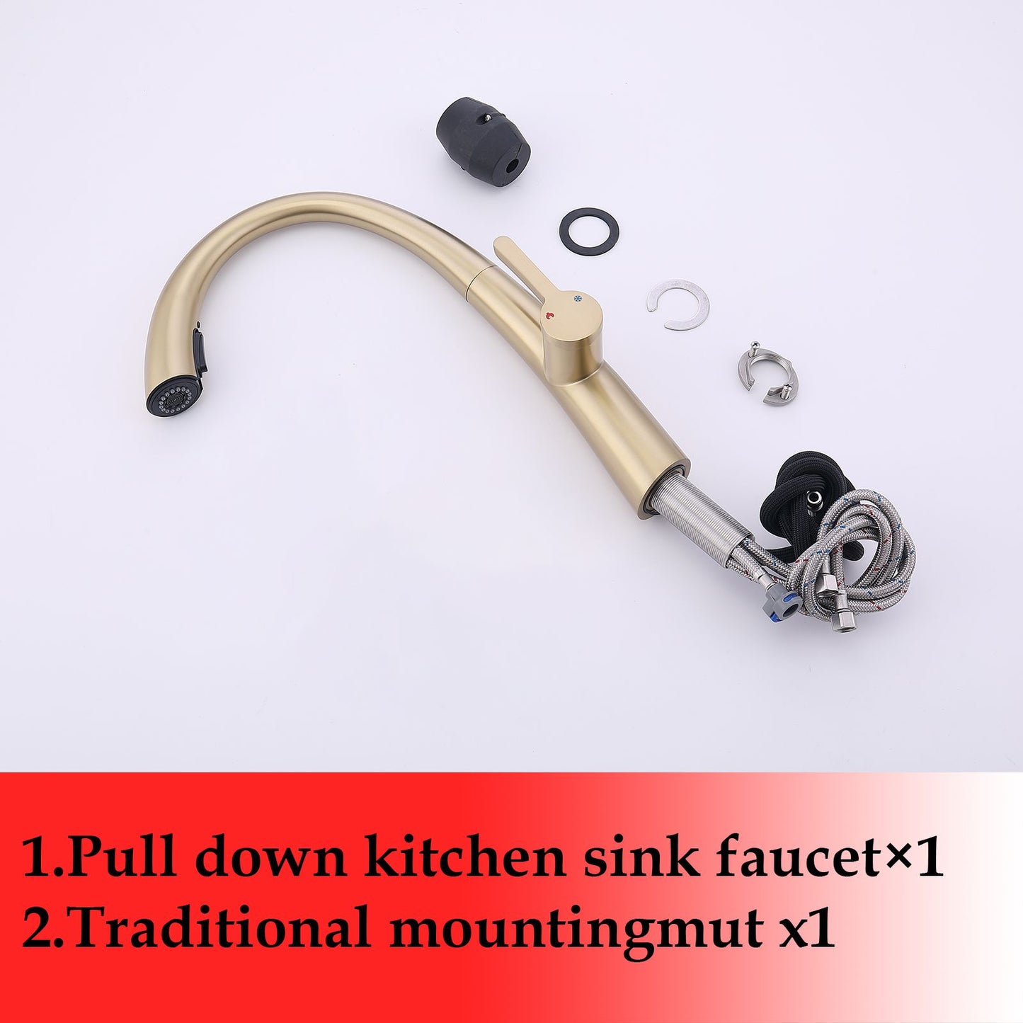 Single Handle Stainless Steel Pull Out Kitchen Faucet image 7