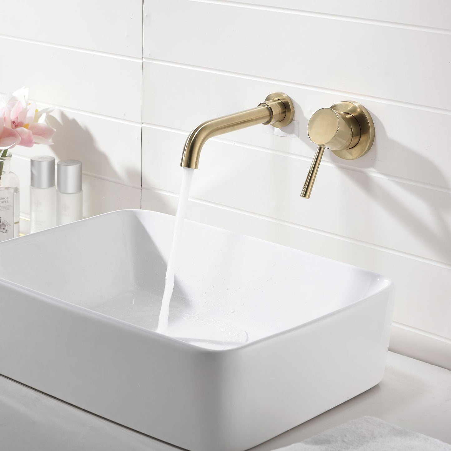 Single Lever Handle Wall Mounted Bathroom sink Faucet image 2