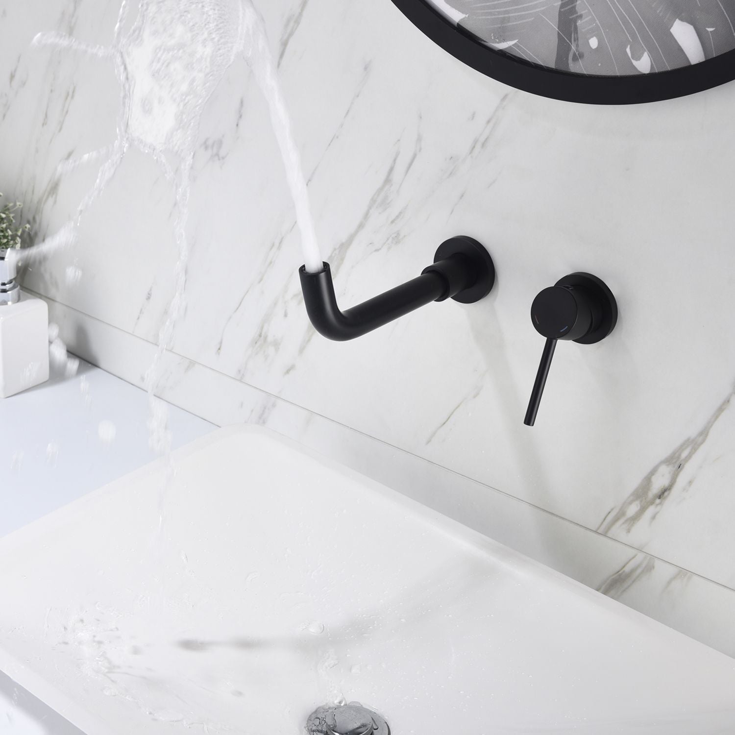 Single Lever Handle Wall Mounted Bathroom sink Faucet image 13