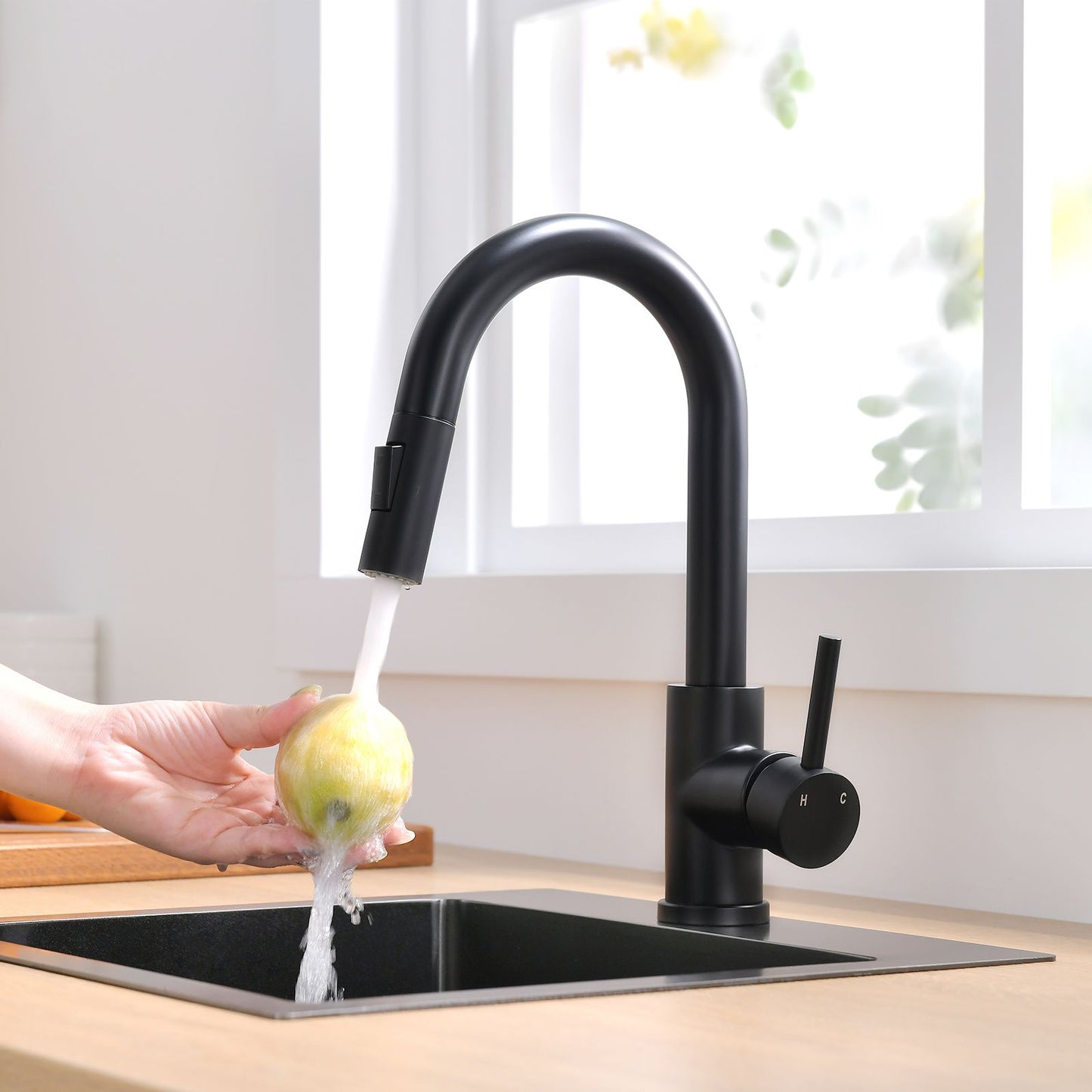 Sink Faucet, Black Kitchen Faucets with Pull Down Sprayer, Bathroom Sink Faucets Mini Bar Prep Faucet image 2