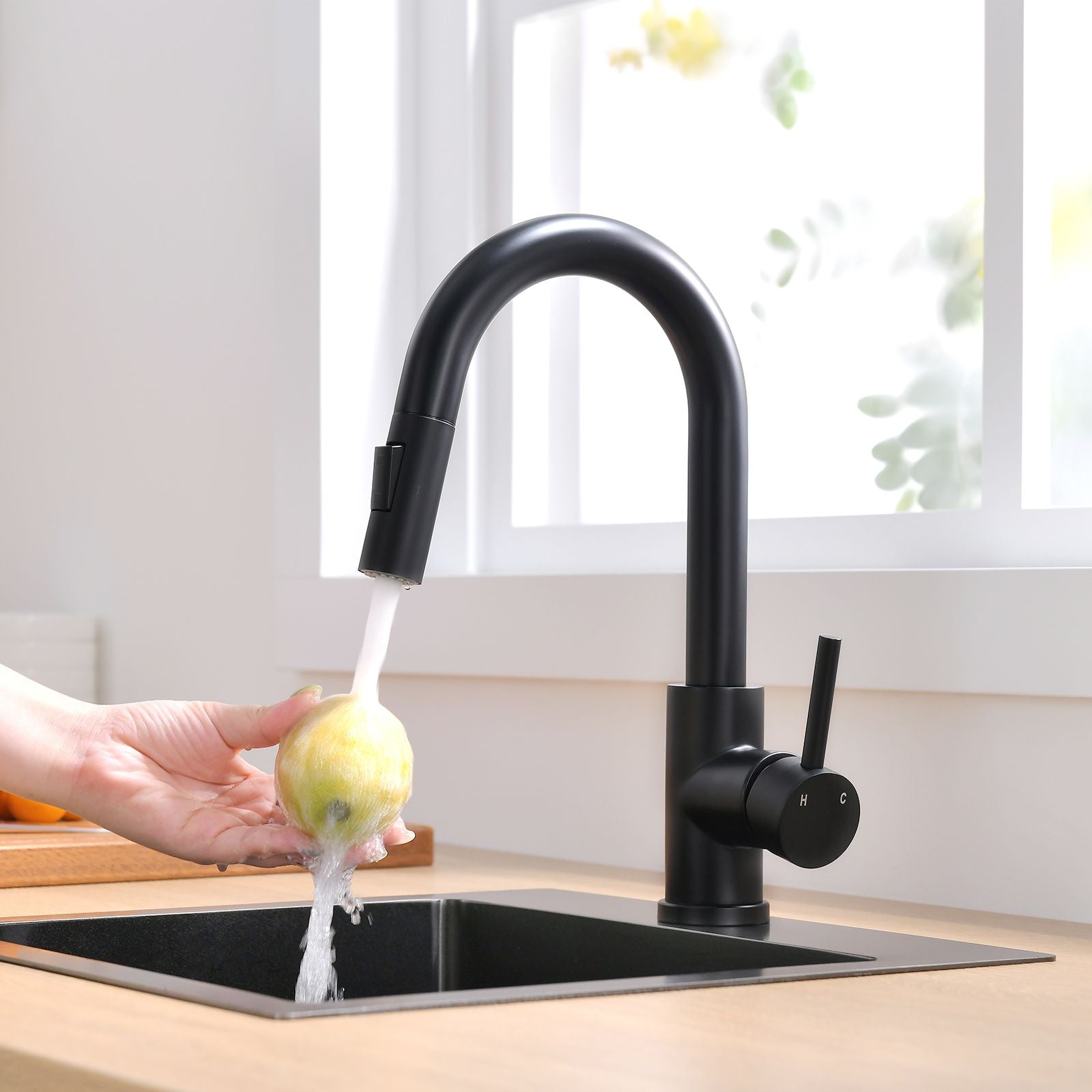 Sink Faucet, Black Kitchen Faucets with Pull Down Sprayer, Bathroom Sink Faucets Mini Bar Prep Faucet image 2