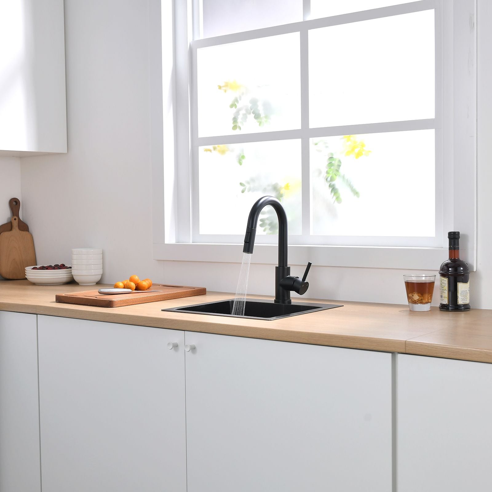 Sink Faucet, Black Kitchen Faucets with Pull Down Sprayer, Bathroom Sink Faucets Mini Bar Prep Faucet image 7