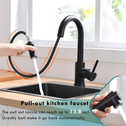 Sink Faucet, Black Kitchen Faucets with Pull Down Sprayer, Bathroom Sink Faucets Mini Bar Prep Faucet image 6
