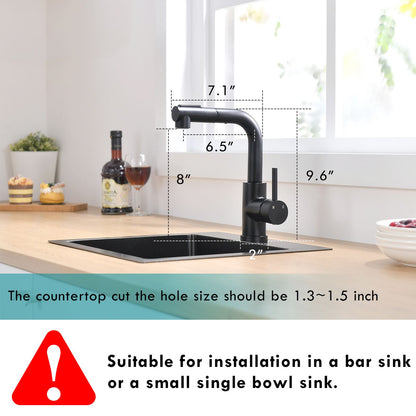 Sink Faucet, Black Kitchen Faucets with Pull out Sprayer, Bathroom Sink Faucets Mini Bar Prep Faucet image 6