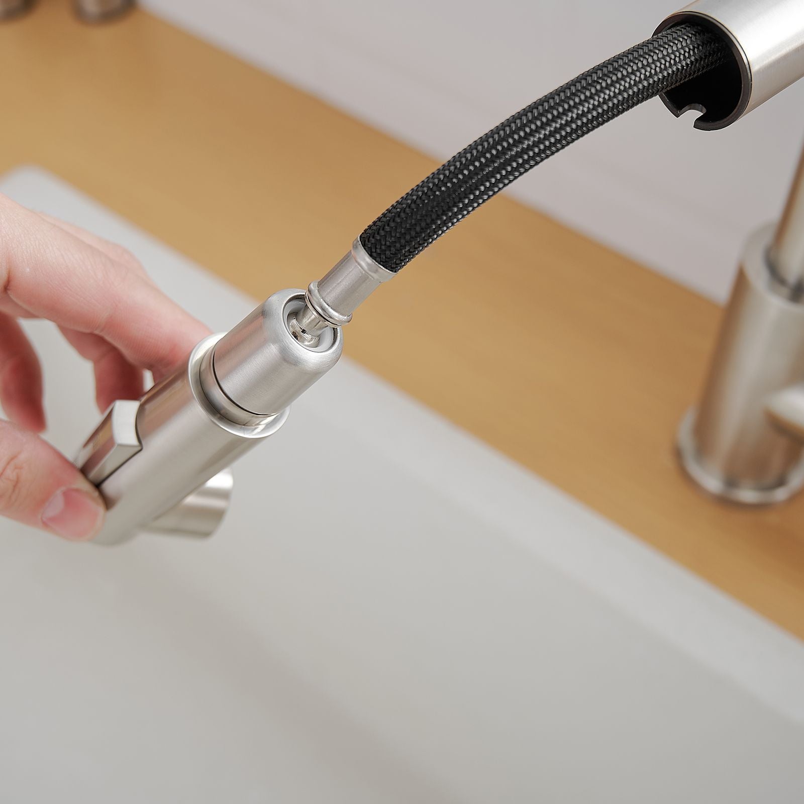 Sink Faucet, Brushed Nickel Kitchen Faucets with Pull Down Sprayer, Bathroom Sink Faucets Mini Bar Prep Faucet image 6