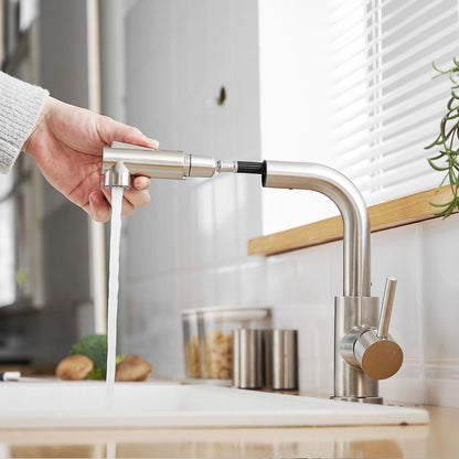 Sink Faucet, Brushed Nickel Kitchen Faucets with Pull Down Sprayer, Bathroom Sink Faucets Mini Bar Prep Faucet image 4