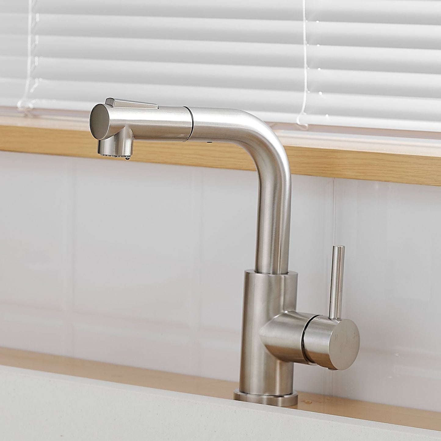 Sink Faucet, Brushed Nickel Kitchen Faucets with Pull Down Sprayer, Bathroom Sink Faucets Mini Bar Prep Faucet image 3