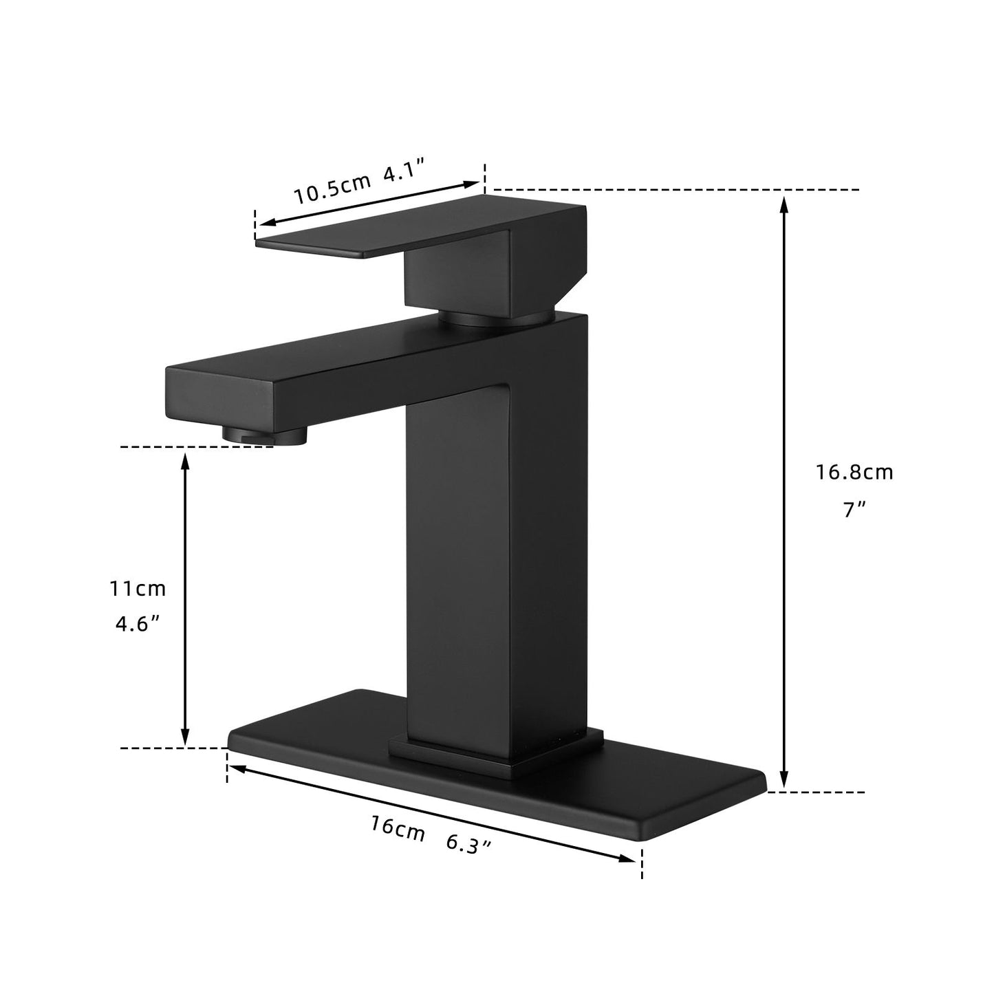 Sink Faucet With Deck Plate Waterfall Black with Pop Up Drain and Supply Lines Bathroom faucets for Sink 1 Hole One Hand image 2