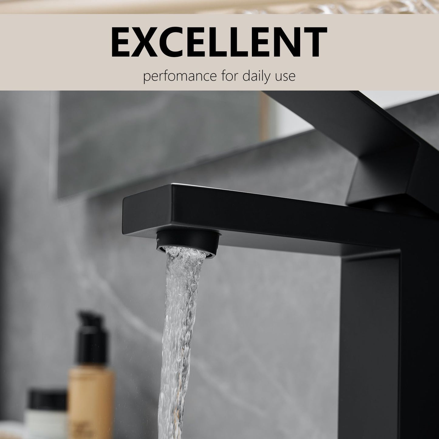 Sink Faucet With Deck Plate Waterfall Black with Pop Up Drain and Supply Lines Bathroom faucets for Sink 1 Hole One Hand image 6