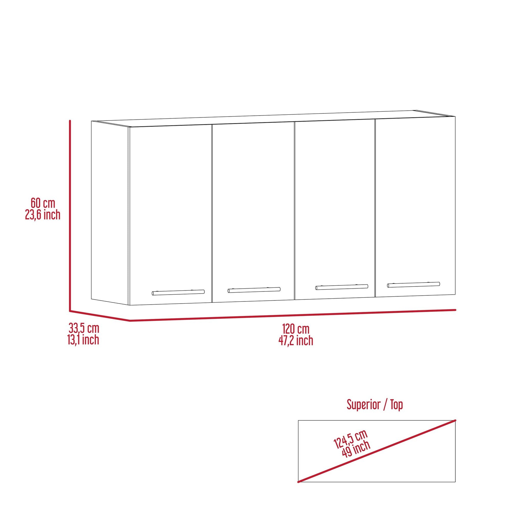 Sitka Wall Cabinet, Two Spacious Divisions, Four Doors image 7