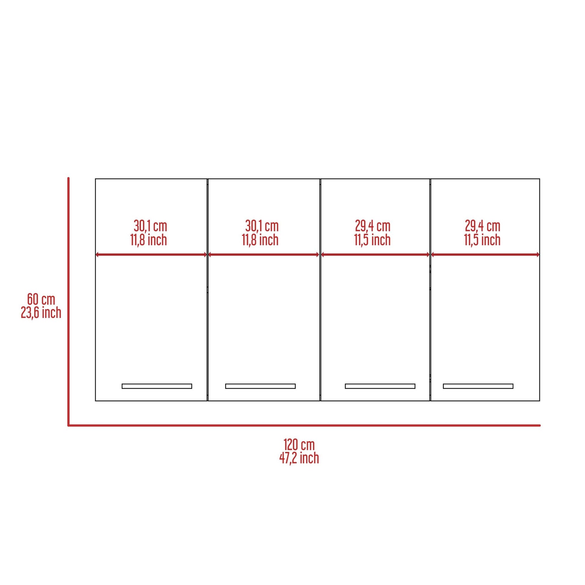 Sitka Wall Cabinet, Two Spacious Divisions, Four Doors image 8