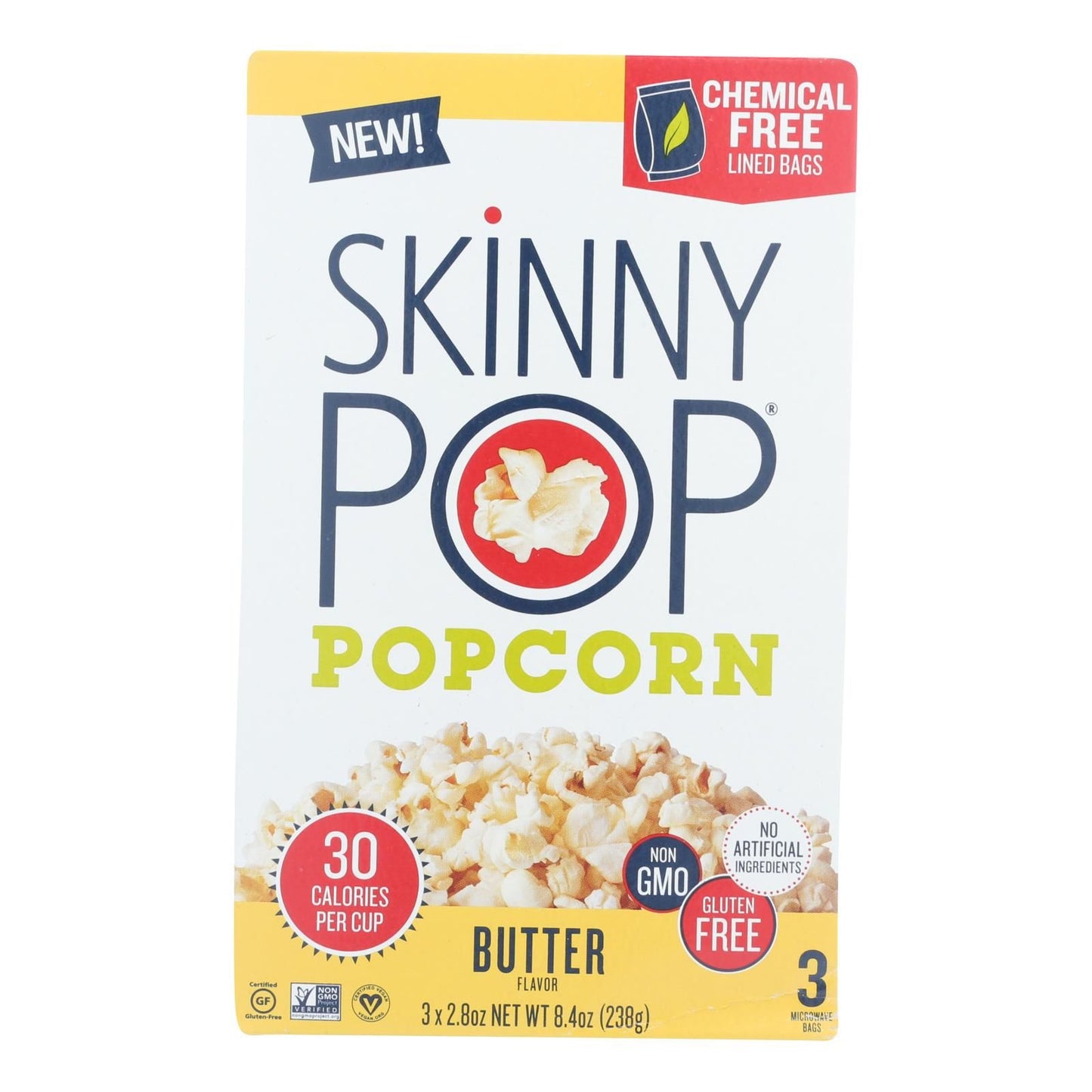 Skinnypop Popcorn - Popcorn Micro Butter 3pk - Case Of 12 - 3/2.8 Oz image 2