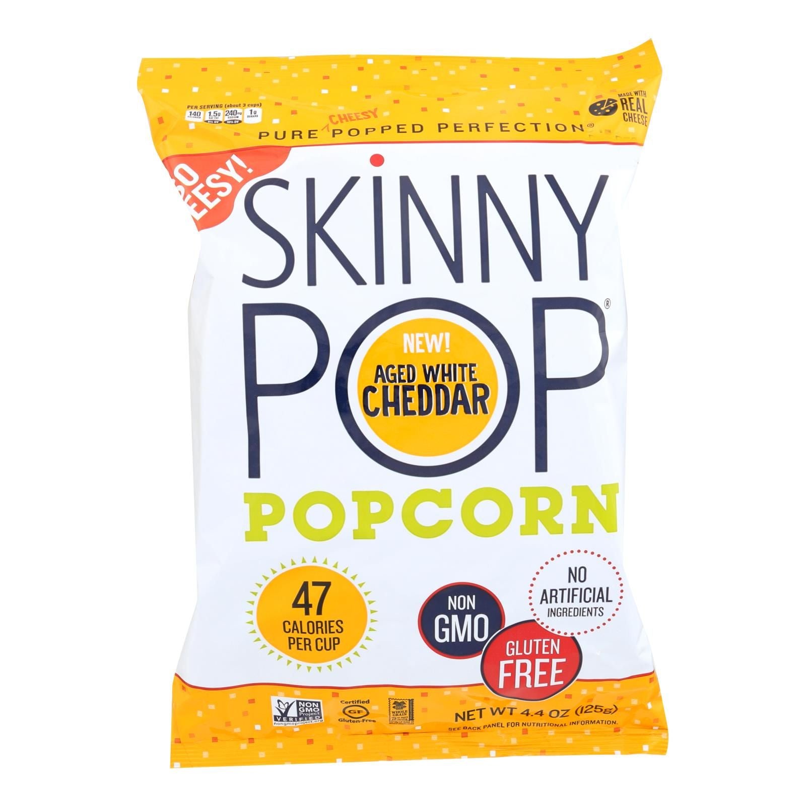 Skinnypop Popcorn Popcorn - Aged White Cheddar - Case Of 12 - 4.4 Oz image 1
