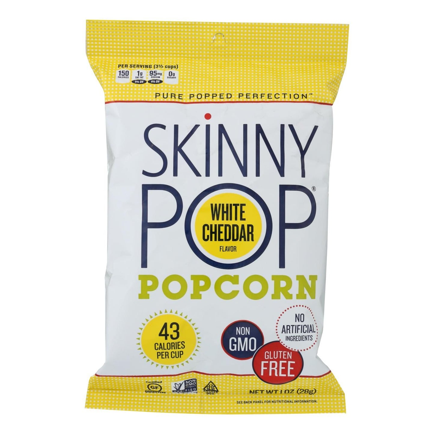 Skinnypop Popcorn Skinny Snack Flavored Popcorn White Cheddar - Case Of 12 - 1 Oz image 1