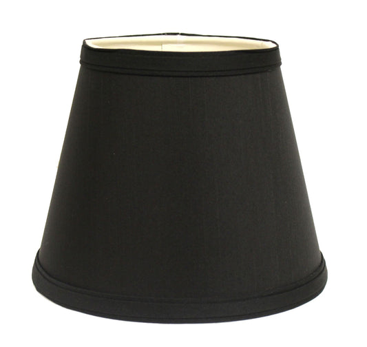 Slant Empire Hardback Lampshade with Uno Fitter, Black with White Lining - Front View
