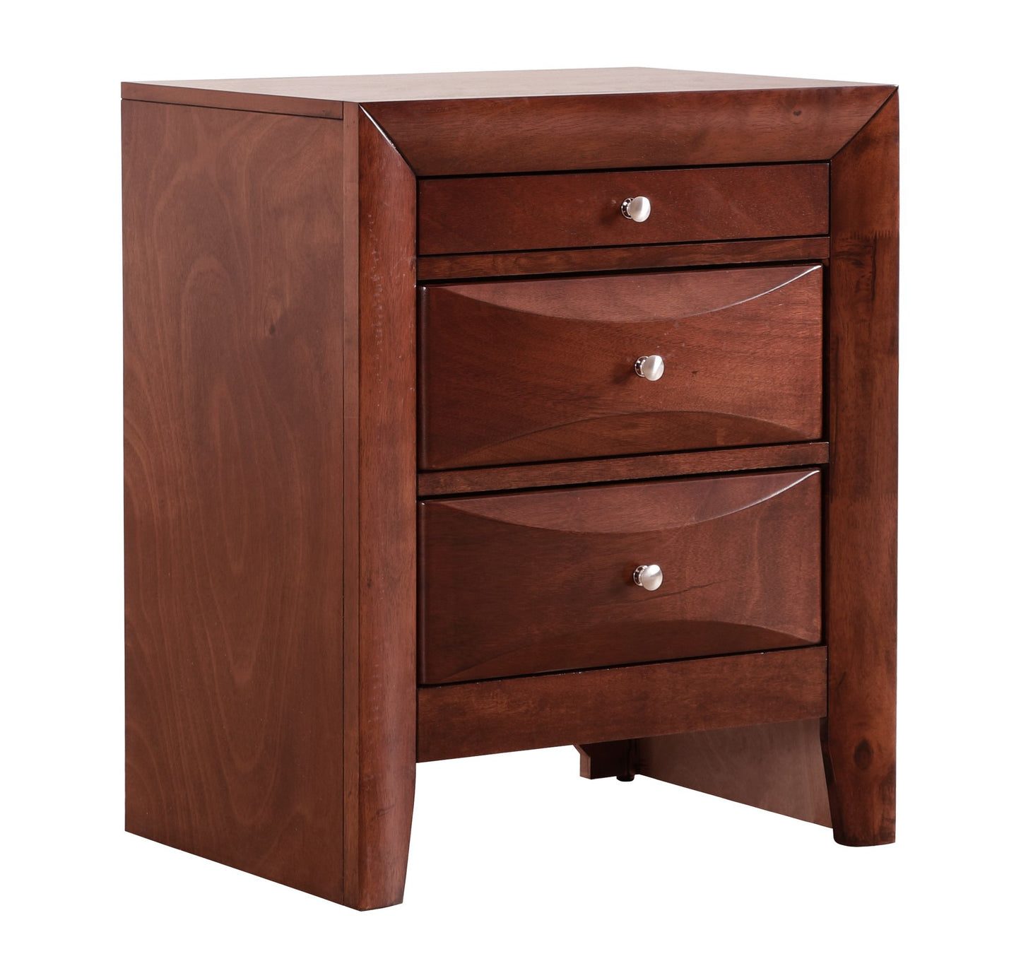 Sleek Cherry Nightstand With Storage image 3