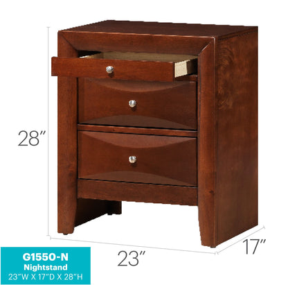 Sleek Cherry Nightstand With Storage image 2