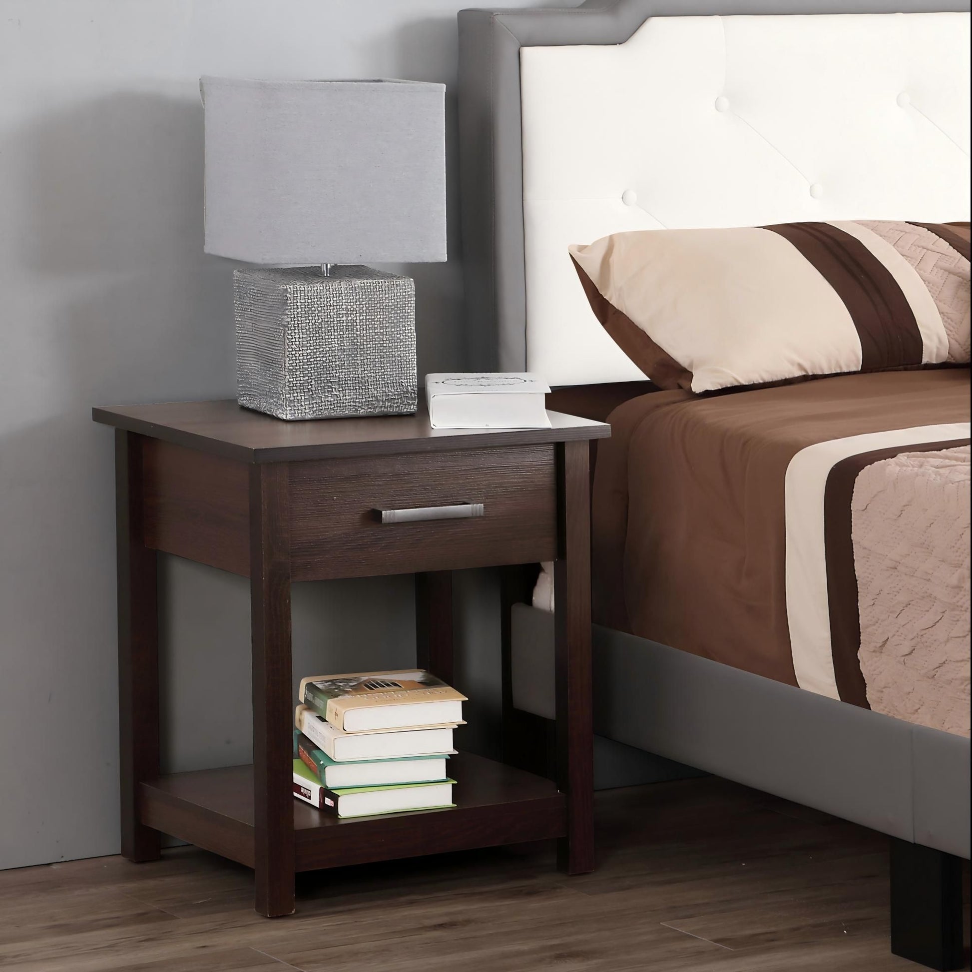 Sleek Contemporary Nightstand In Wenge image 1