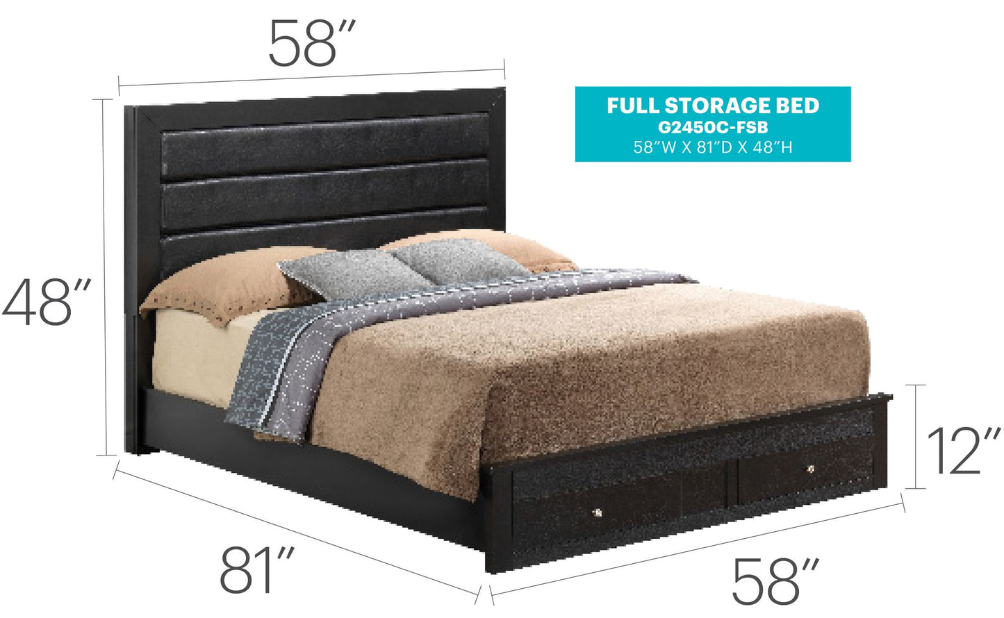 Sleek Transitional Black Storage Bed image 3