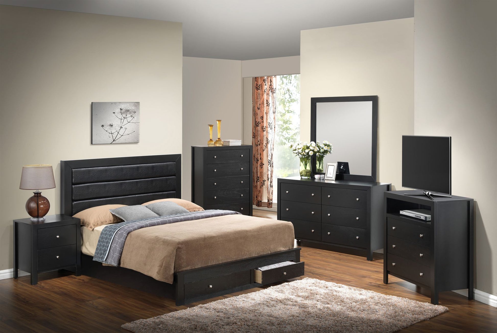 Sleek Transitional Black Storage Bed image 2