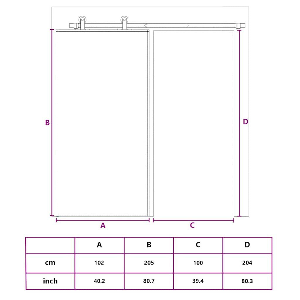 Sliding Door ESG Glass and Aluminum 40.2x80.7 Black - Packaging