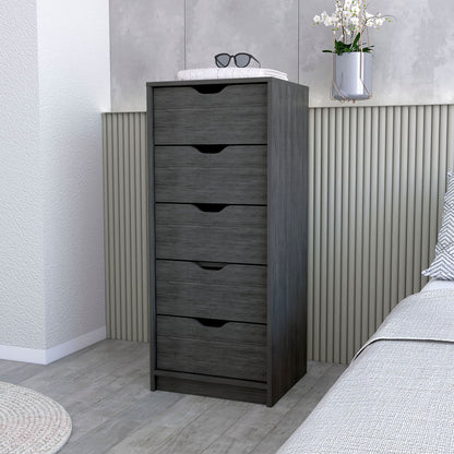 Smokey Oak 5 Narrow Drawer Dresser image 1