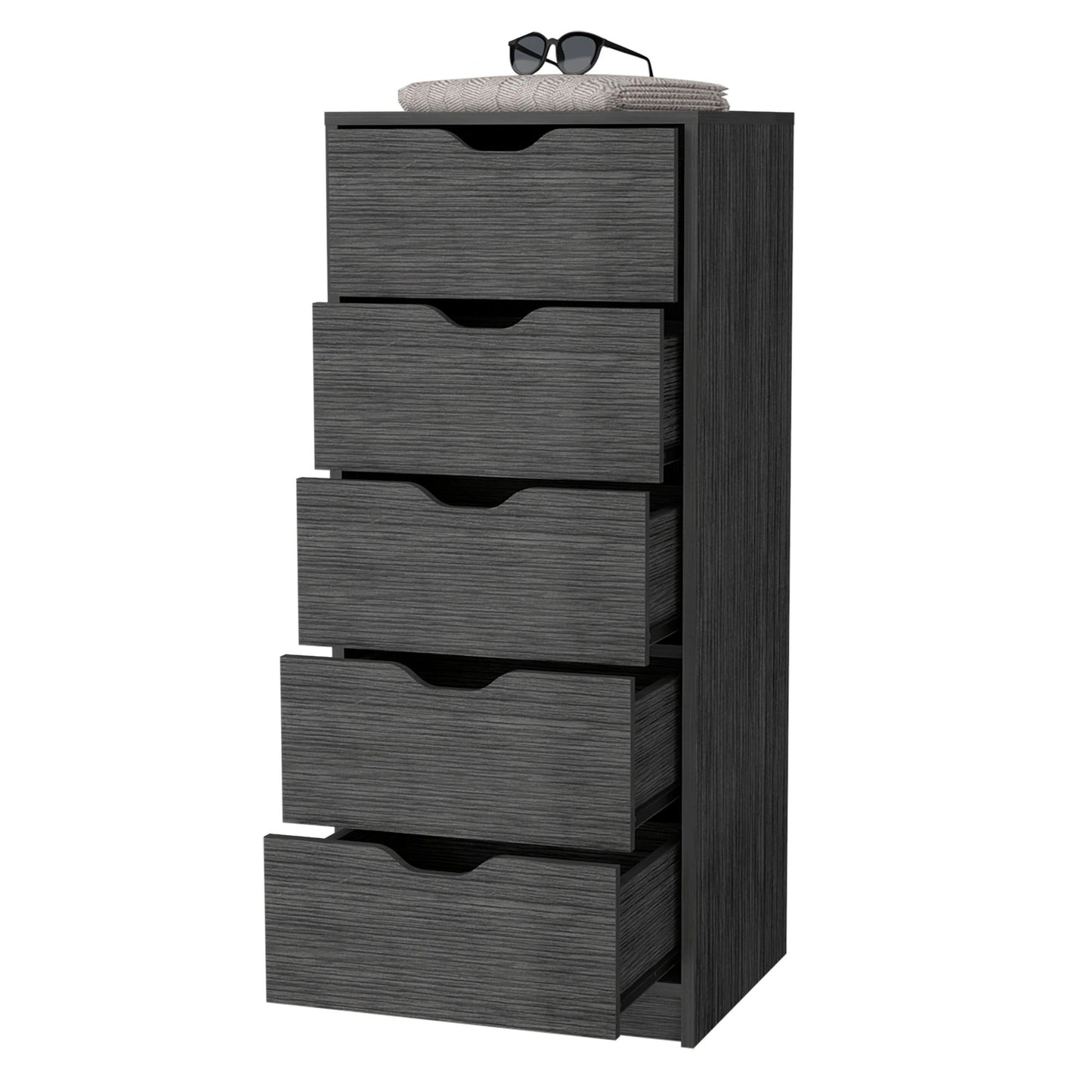 Smokey Oak 5 Narrow Drawer Dresser image 6