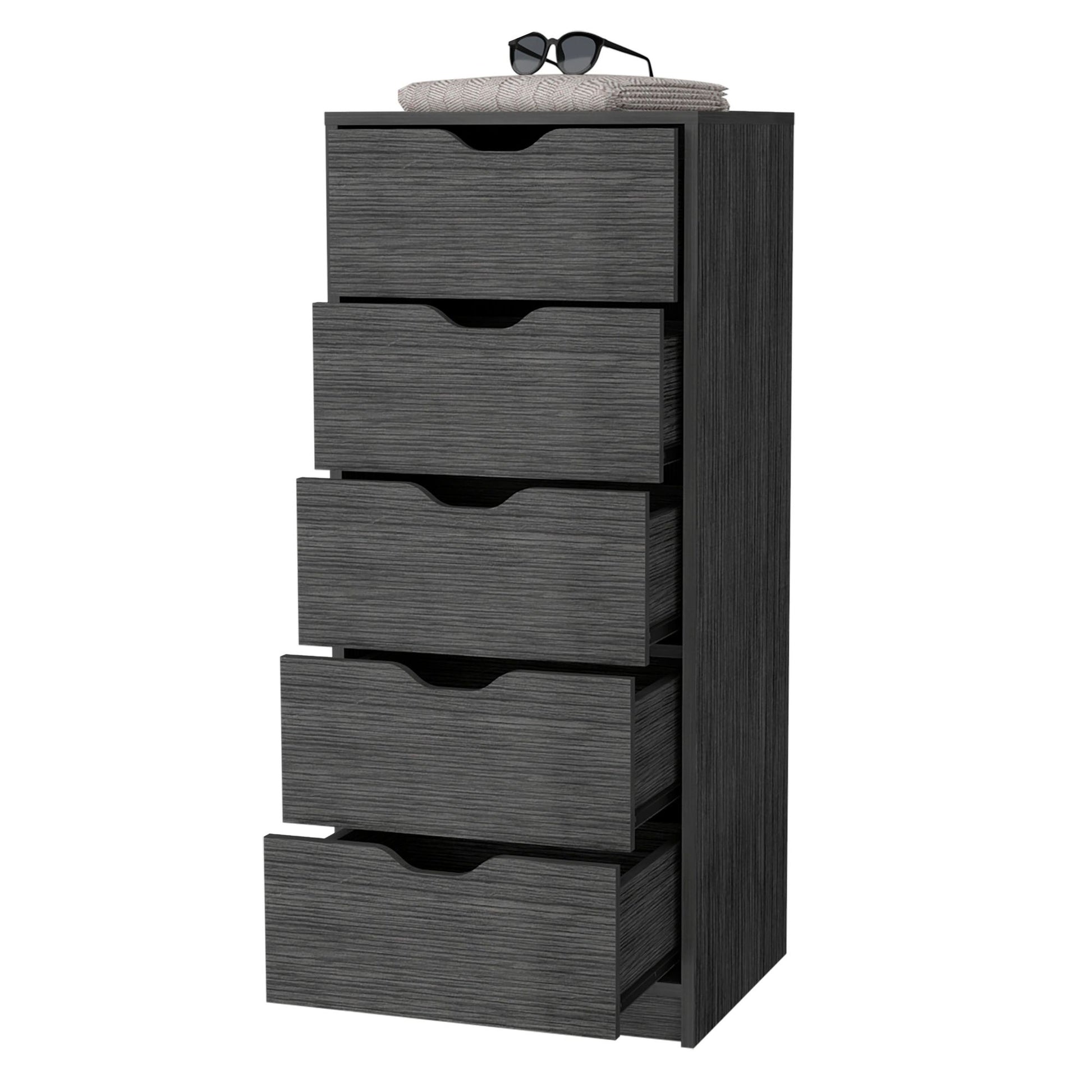 Smokey Oak 5 Narrow Drawer Dresser image 6