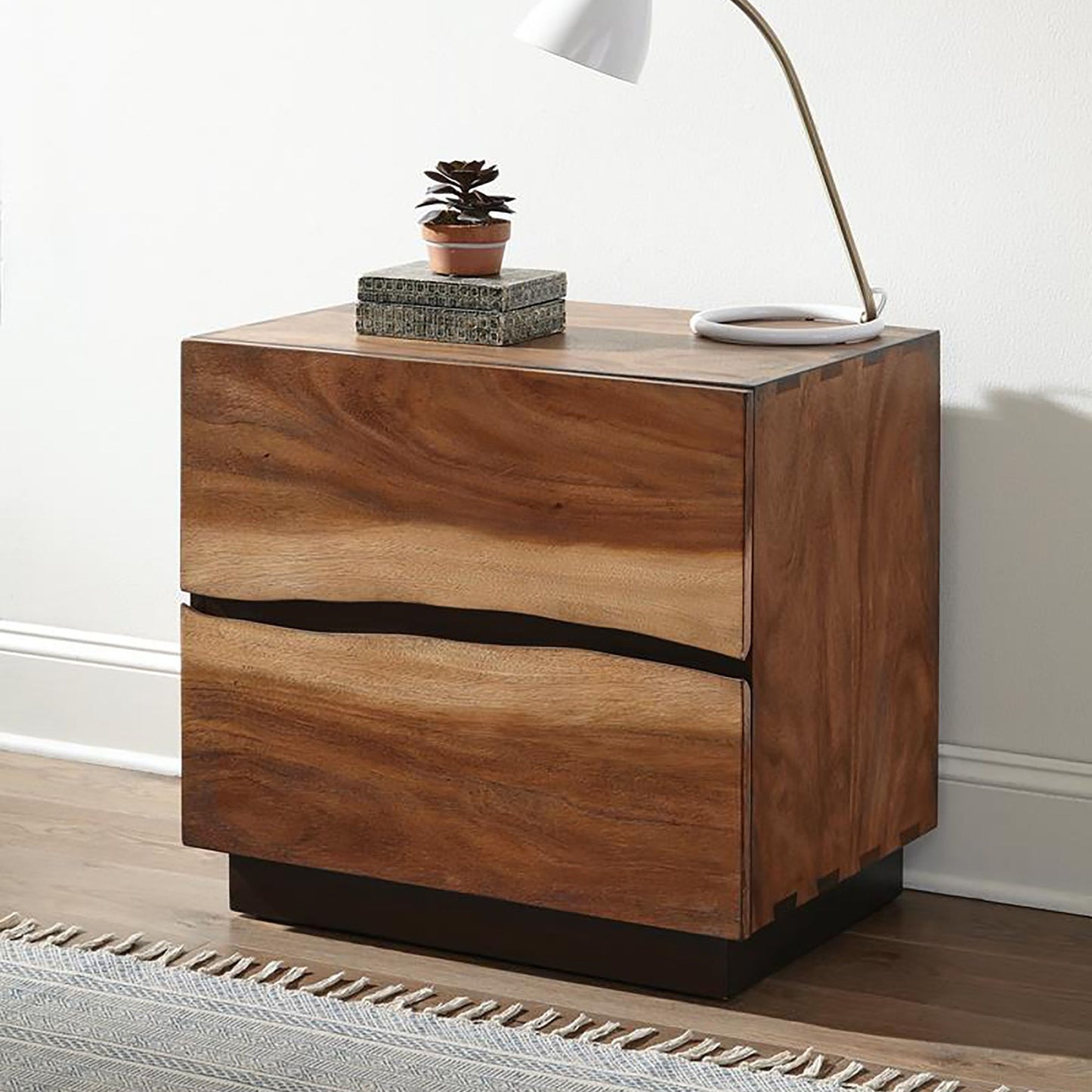 Smokey Walnut and Coffee Bean 2-drawer Nightstand image 1
