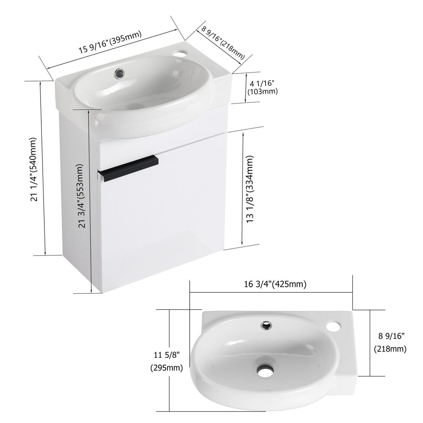 Soft Close Doors Bathroom Vanity With Sink,16 Inch For Small Bathroom image 11