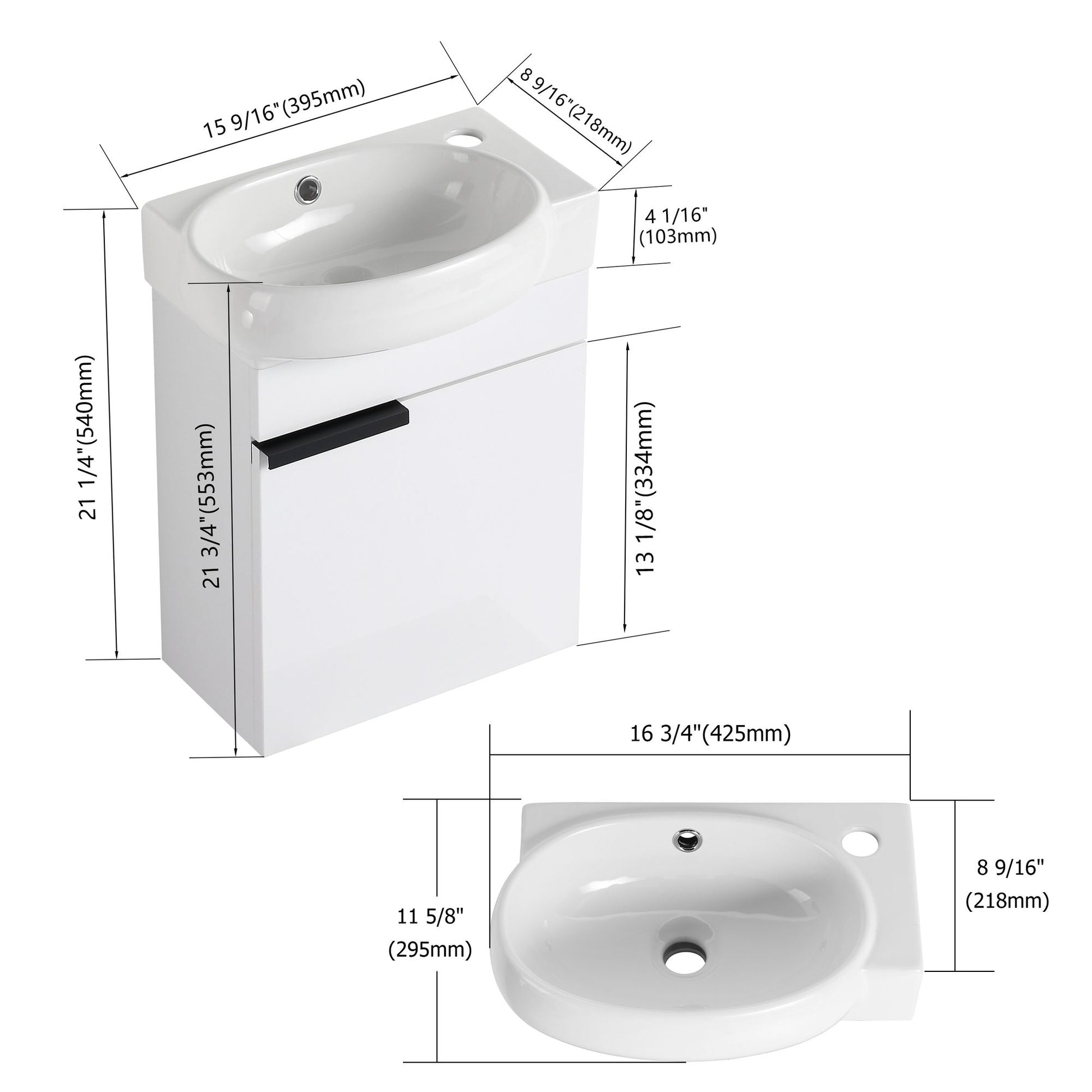 Soft Close Doors Bathroom Vanity With Sink,16 Inch For Small Bathroom image 11