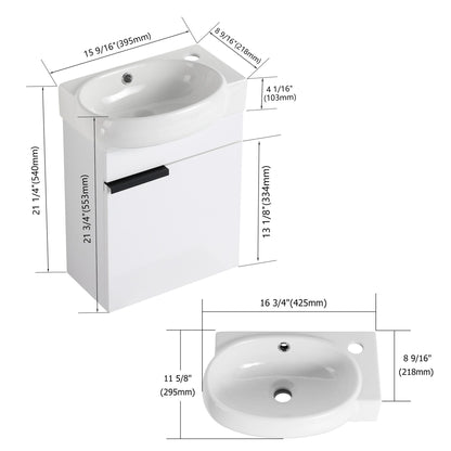 Soft Close Doors Bathroom Vanity With Sink,16 Inch For Small Bathroom image 11