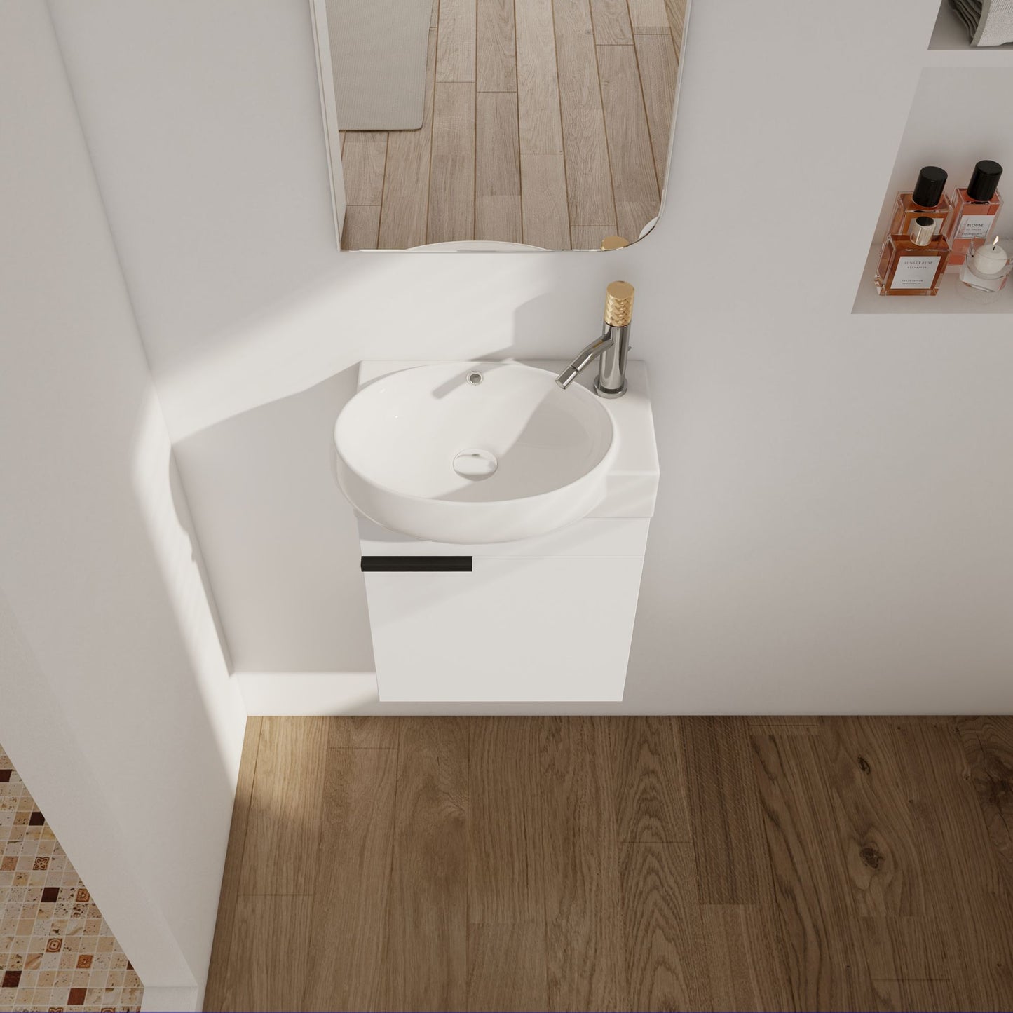 Soft Close Doors Bathroom Vanity With Sink,16 Inch For Small Bathroom image 5