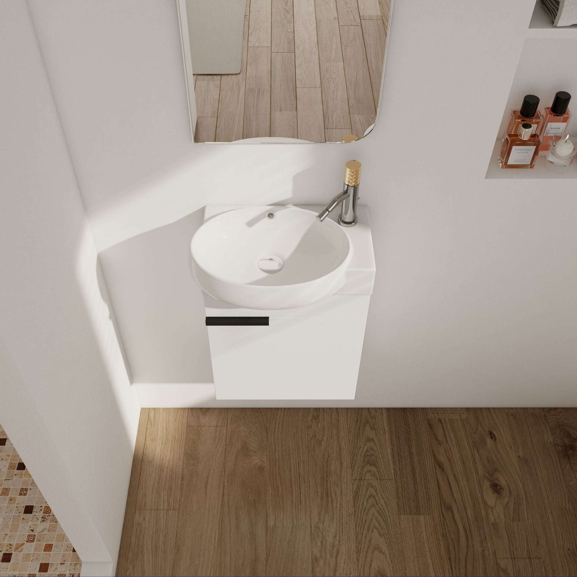 Soft Close Doors Bathroom Vanity With Sink,16 Inch For Small Bathroom image 5