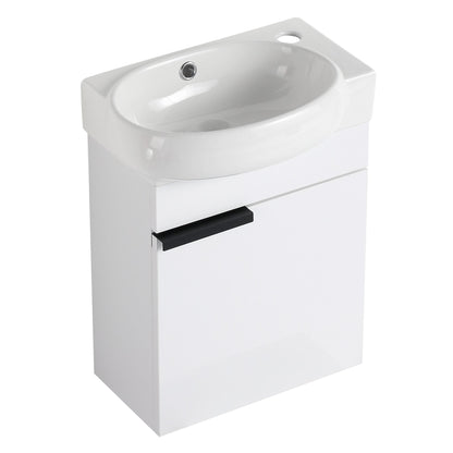 Soft Close Doors Bathroom Vanity With Sink,16 Inch For Small Bathroom image 15