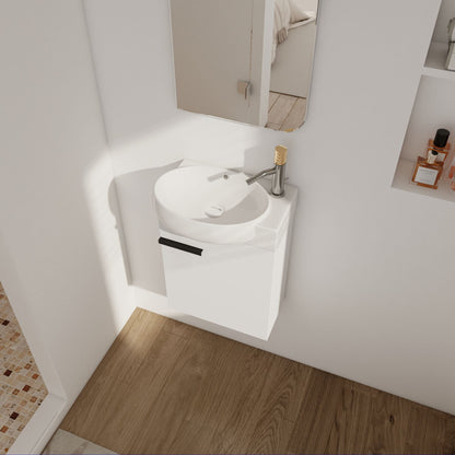 Soft Close Doors Bathroom Vanity With Sink,16 Inch For Small Bathroom image 4