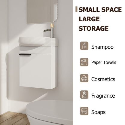 Soft Close Doors Bathroom Vanity With Sink,16 Inch For Small Bathroom image 6