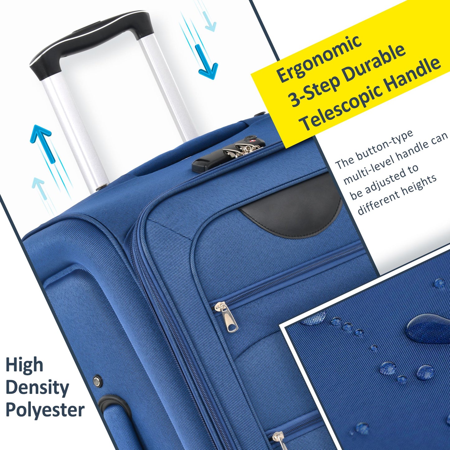 Softside Luggage Expandable 3 Piece Set Suitcase Upright Spinner Softshell Lightweight Luggage Travel Set-22/26/30 inche image 6