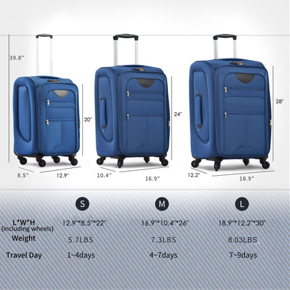 Softside Luggage Expandable 3 Piece Set Suitcase Upright Spinner Softshell Lightweight Luggage Travel Set-22/26/30 inche image 3
