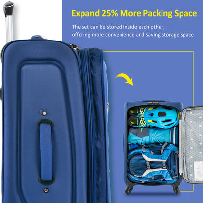 Softside Luggage Expandable 3 Piece Set Suitcase Upright Spinner Softshell Lightweight Luggage Travel Set-22/26/30 inche image 2