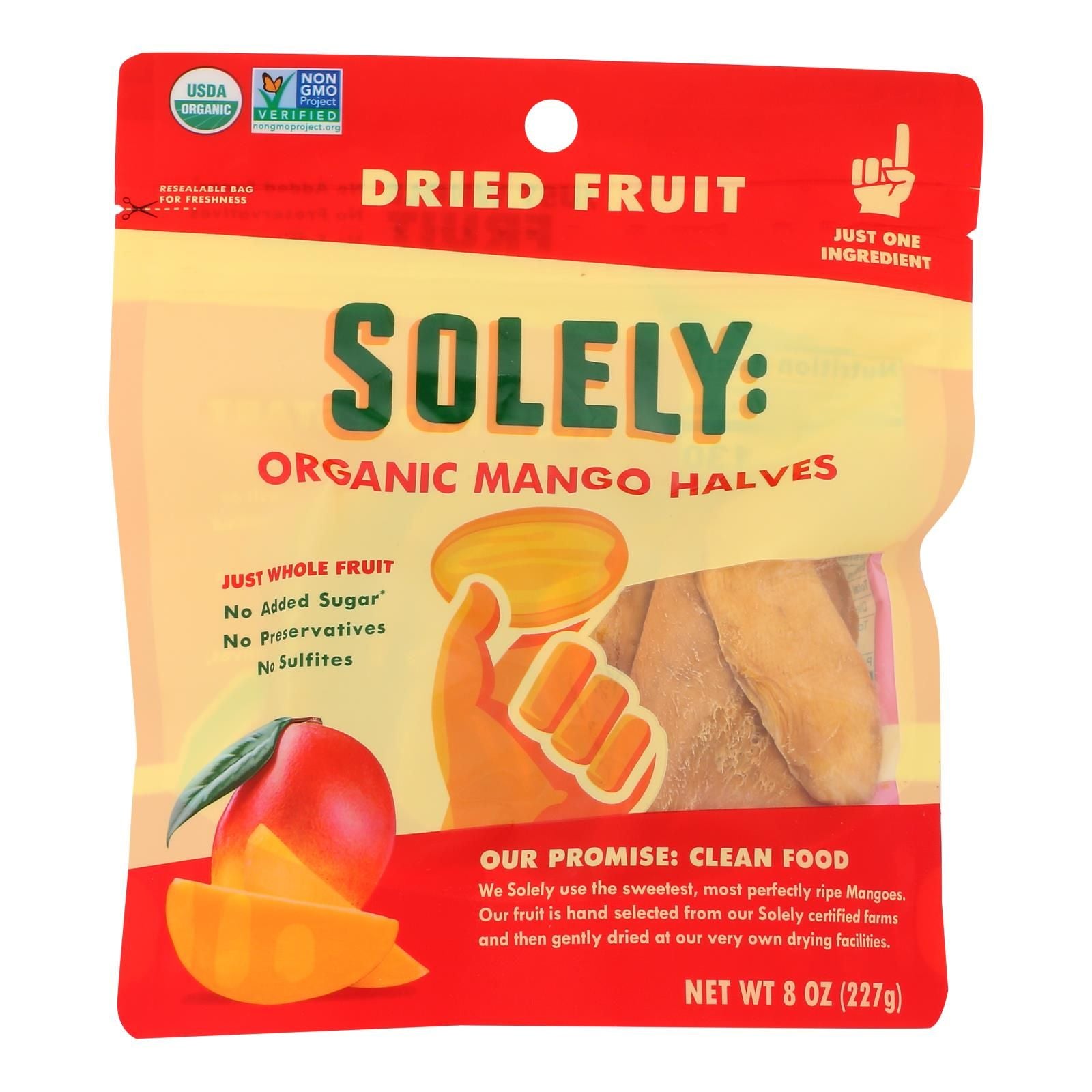 Solely - Dried Fruit Organic Mango Halves - Case Of 6-8 Oz image 1