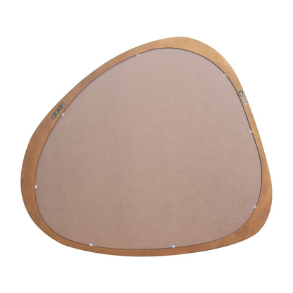 Solid Wood Mirror 45 Inch Asymmetrical Wall Mirror Wooden Framed Mirror Large Sized Dressing Mirror, for Living Room, Be image 10