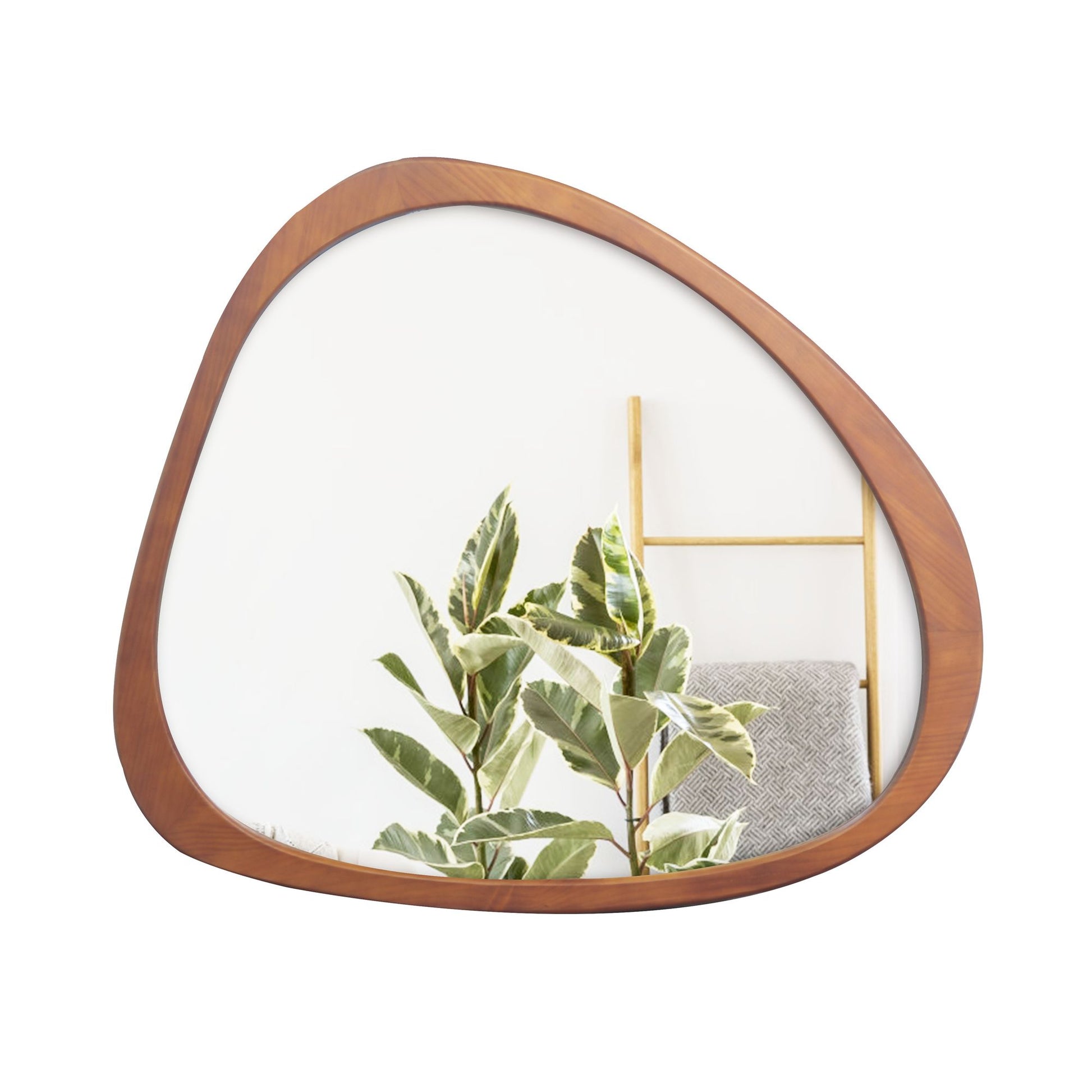Solid Wood Mirror 45 Inch Asymmetrical Wall Mirror Wooden Framed Mirror Large Sized Dressing Mirror, for Living Room, Be image 6
