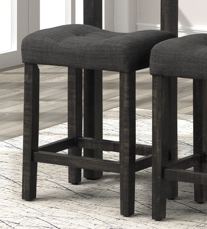 Sora Button Tufted Counter Height Saddle Stool, Set of 2, Gray image 4