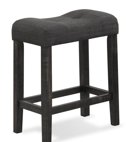 Sora Button Tufted Counter Height Saddle Stool, Set of 2, Gray image 5