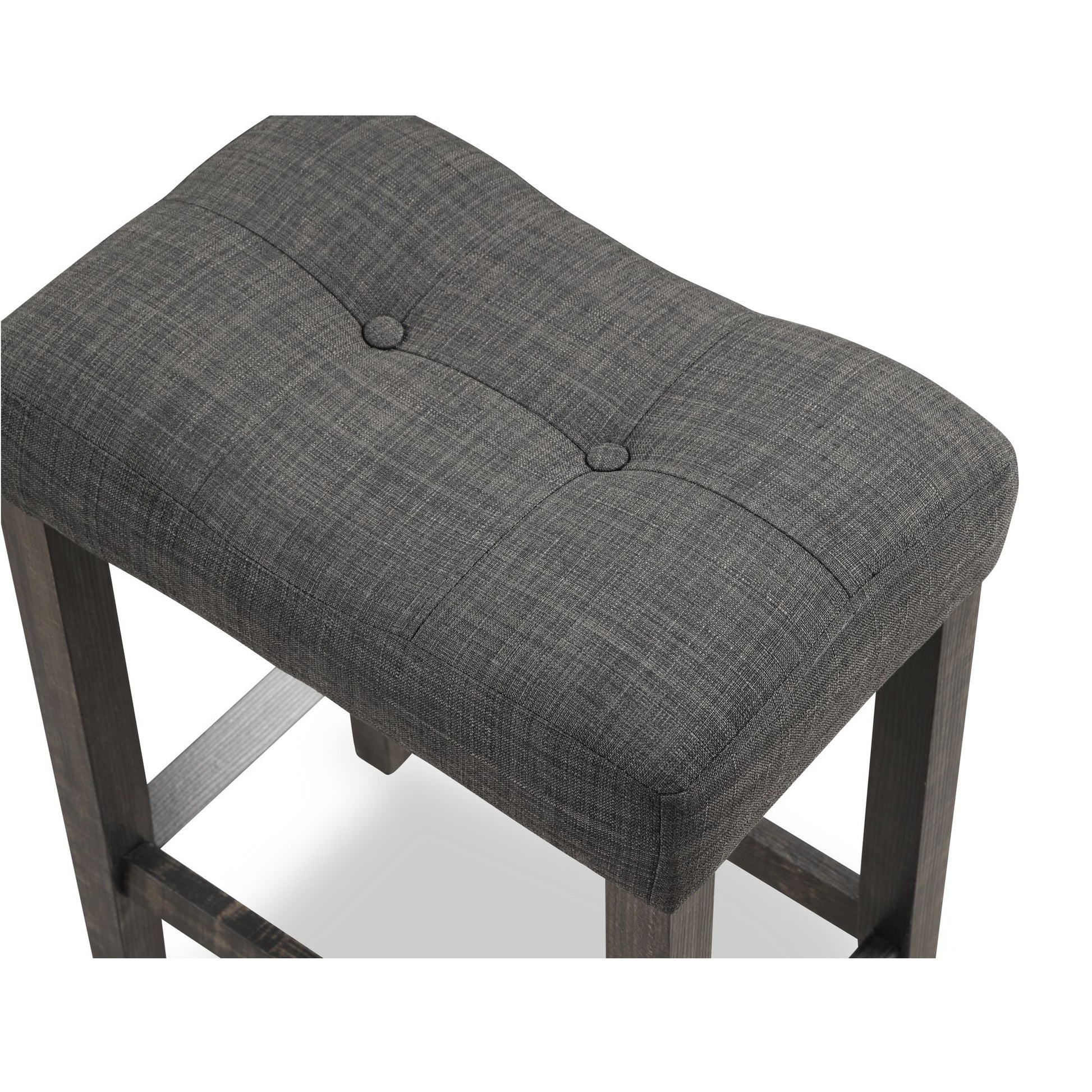 Sora Button Tufted Counter Height Saddle Stool, Set of 2, Gray image 2