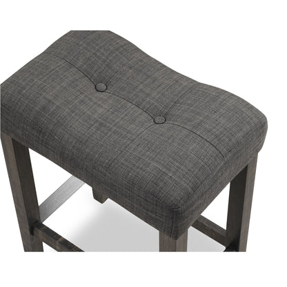 Sora Button Tufted Counter Height Saddle Stool, Set of 2, Gray image 2
